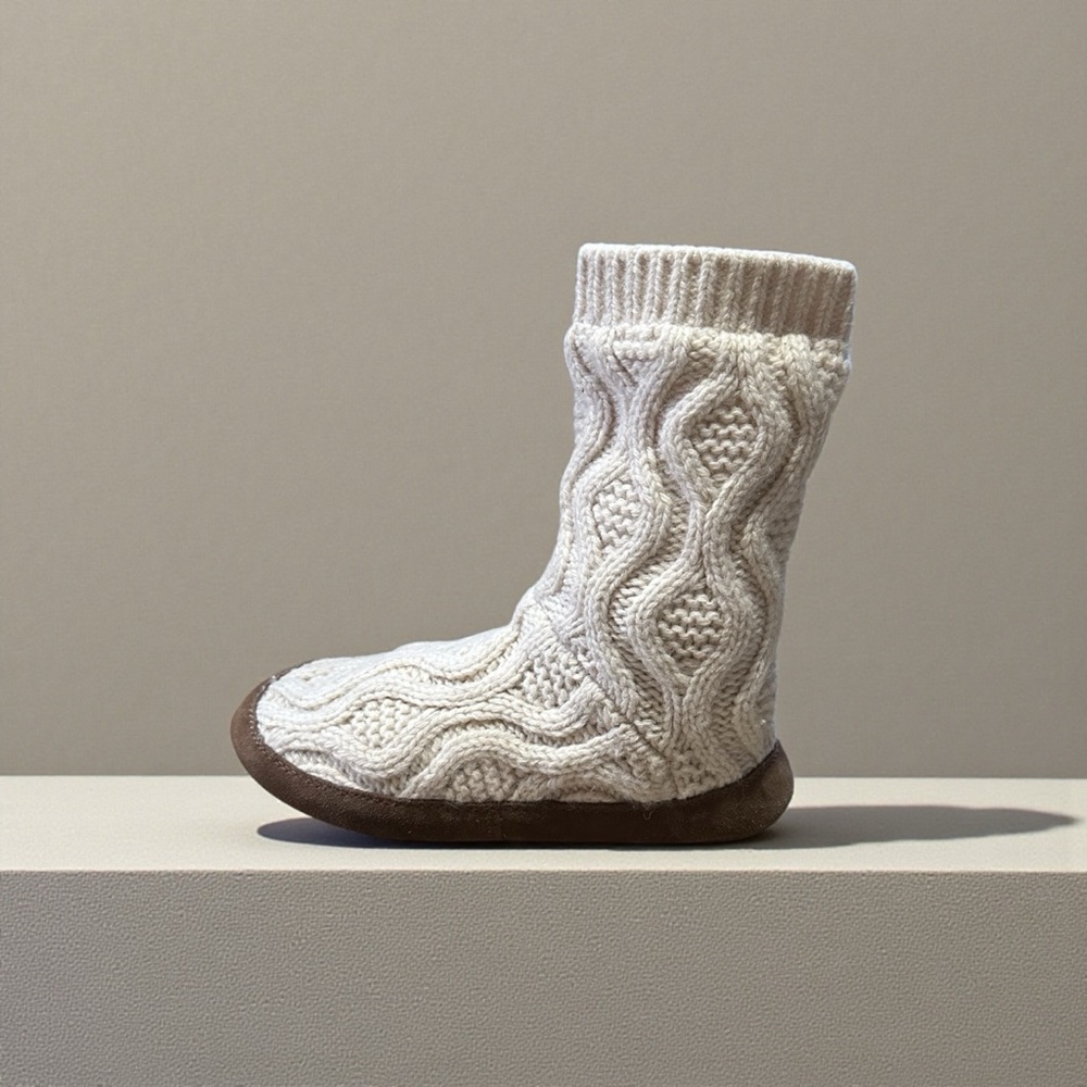 LL Bean Cable Knit Slipper Sock Bootie Slipper